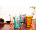 185ml--Flower grain eight side glass--emboss drinking glass cup